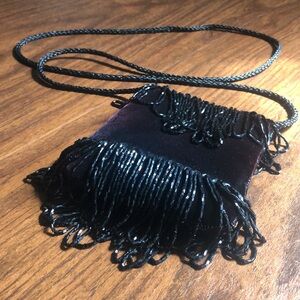 Velvet Crossbody Sequin and Beaded Clutch Purse